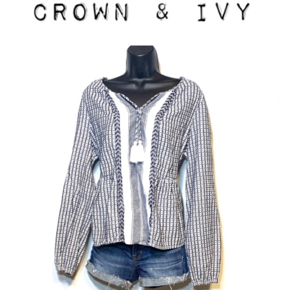 ☀️ 3/$25 Crown & Ivy Boho Peplum Peasant blouse